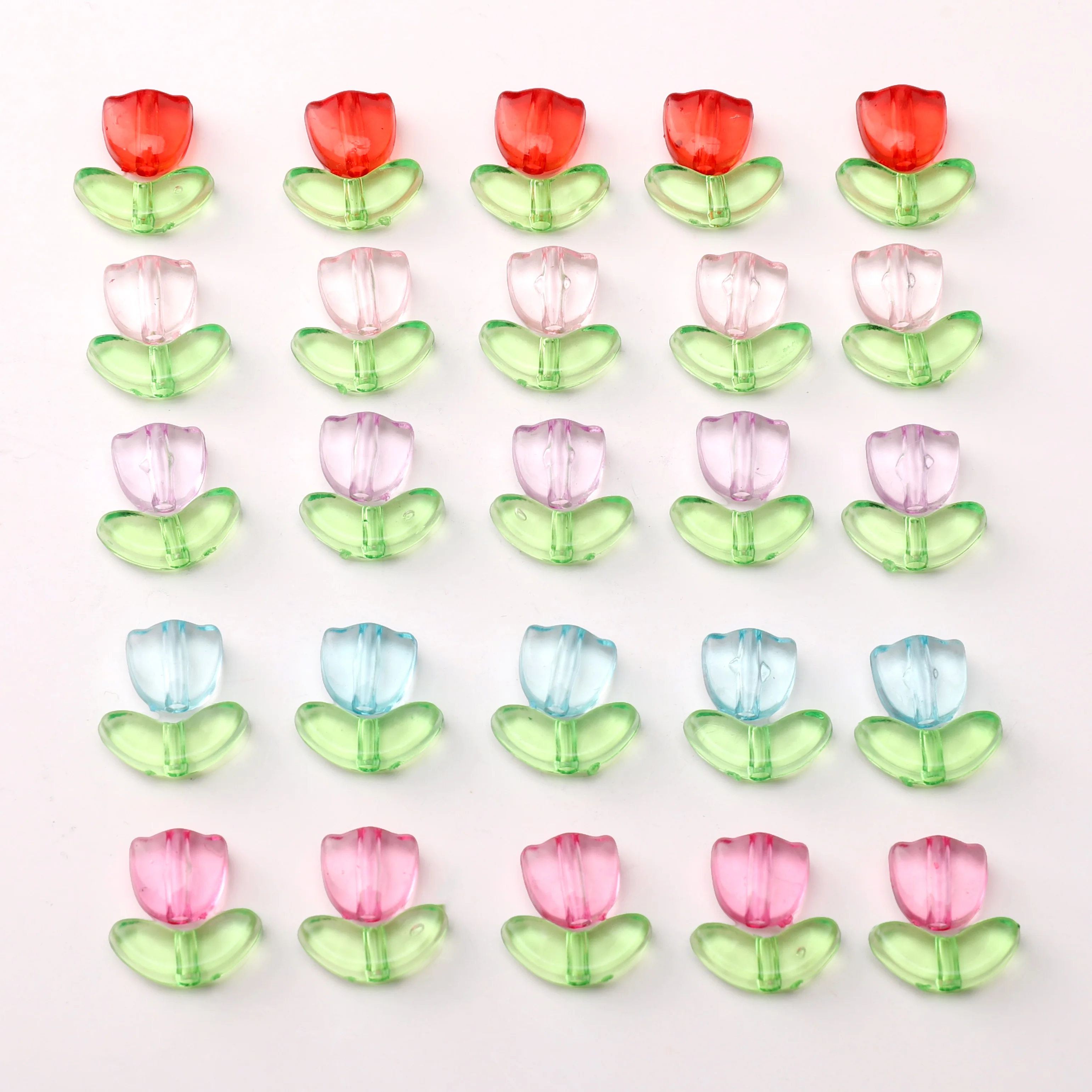 

20Sets/Pack Acrylic Tulip Flower Beads Multi Color Floral Loose Spacer Beads For DIY Bracelets Necklace Jewelry Making Materials
