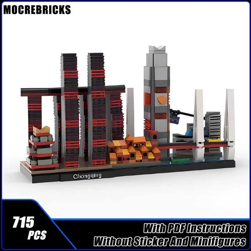 715PCS จีนที่มีชื่อเสียง Urban ภูมิทัศน์ฉงชิ่ง Skyline Modular สถาปนิกอาคารบล็อกประกอบชุดเด็กอิฐของเล่น