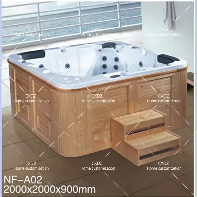 Smart Acrylic Outdoor Swimming Pool Multiplayer Spa with Surfing Function Color Control Bubble Jet Modern Simple Design