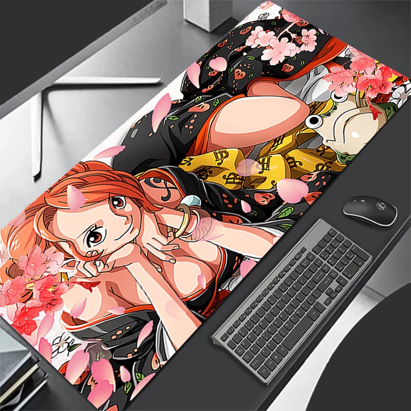 Extra Large Gaming Mouse Pad one piece Nami Computer Gamer Laptop Keyboard Carpet 900x400 Mouse Mat Non-Slip Rubber Table Rug
