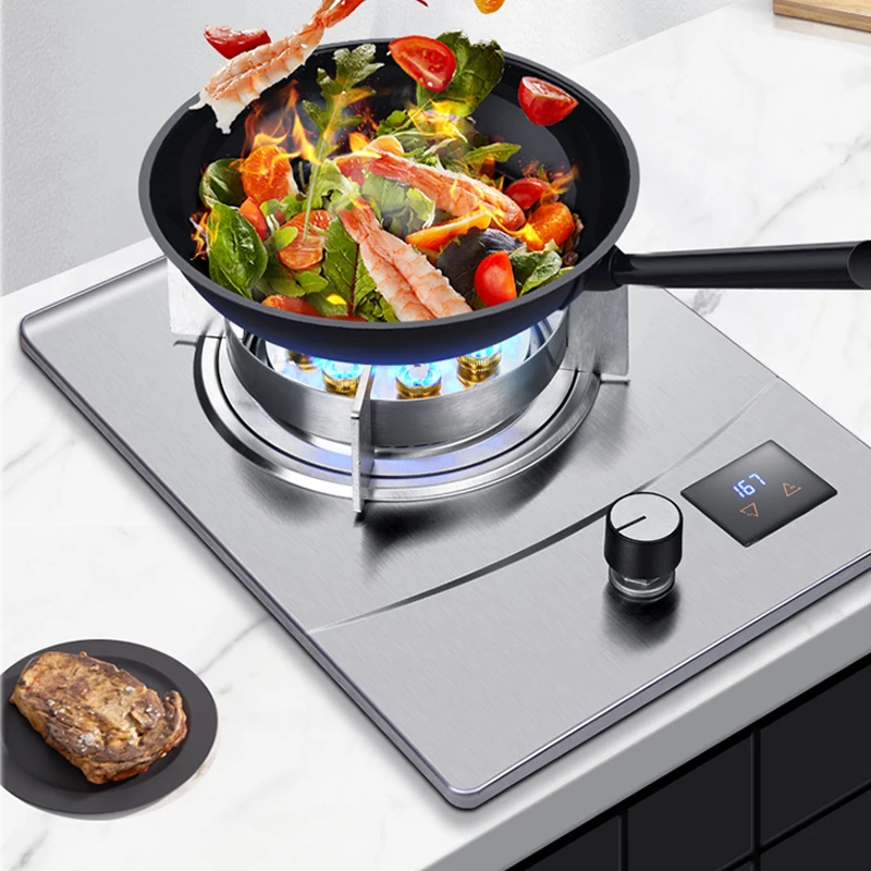 Gas Stove Single Stove Household Desktop Liquefied Gas Natural Gas Stove Embedded Stainless Steel Fierce Fire Stove