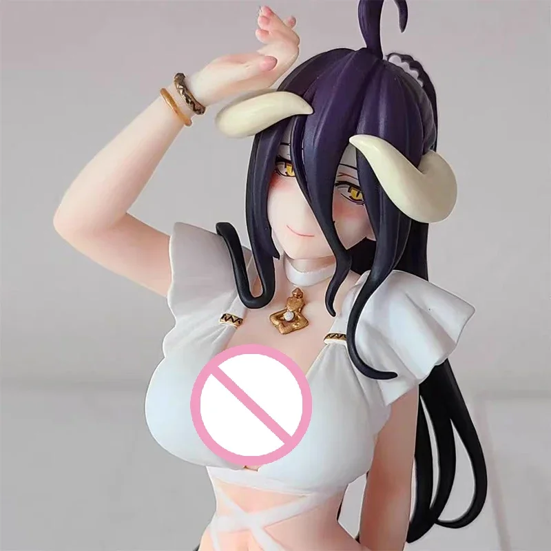 Japanese Anime Devil Overlord Action Figure Sitting Figurine Swimsuits Albedo Figures Noodle Stopper Model PVC Collection Toys