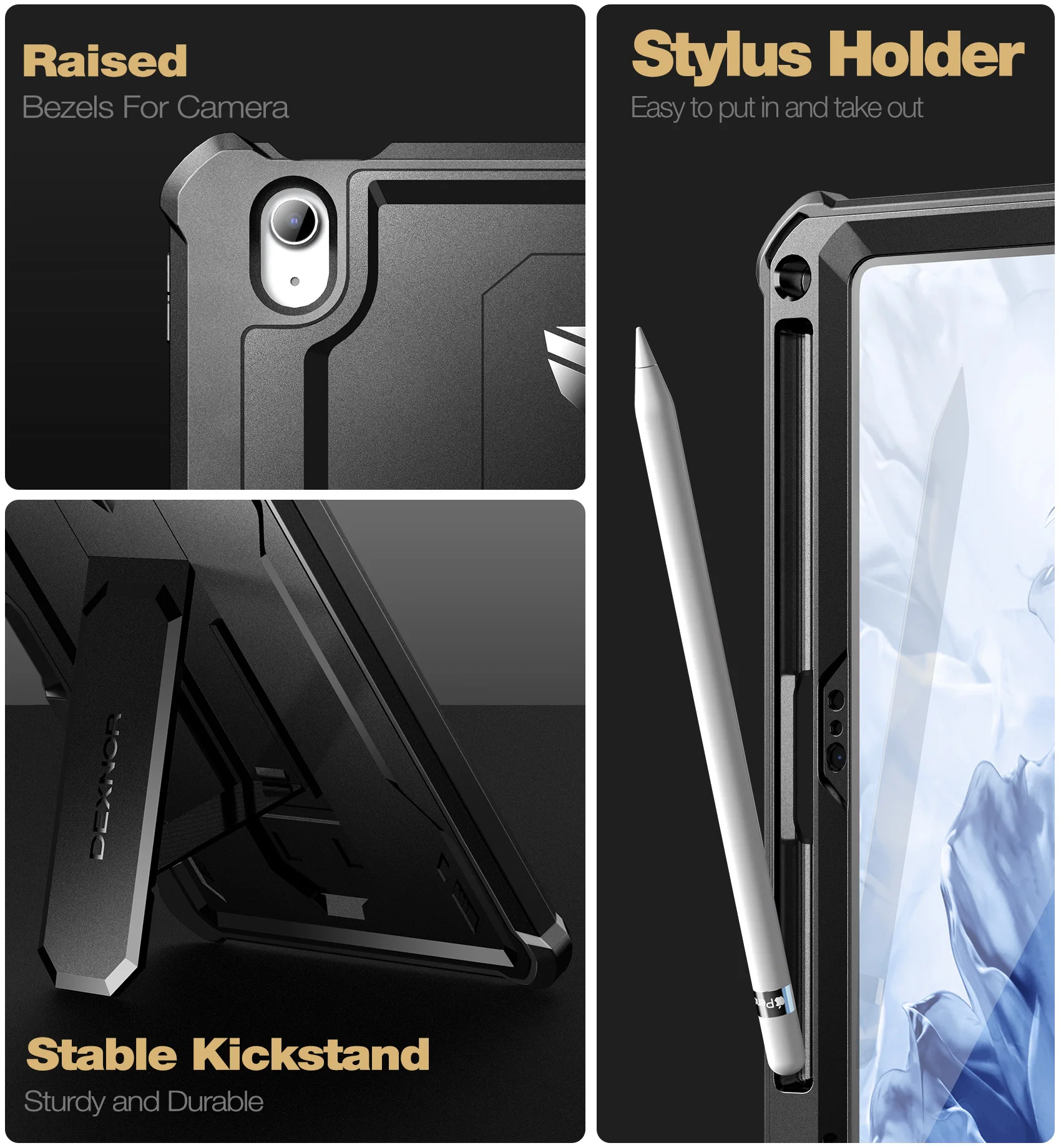 For iPad 11 iPad 10th Generation Gen Case 10.9 inch 2022 with Pencil Holder Full Body Protective Cover Built-in Screen Protector