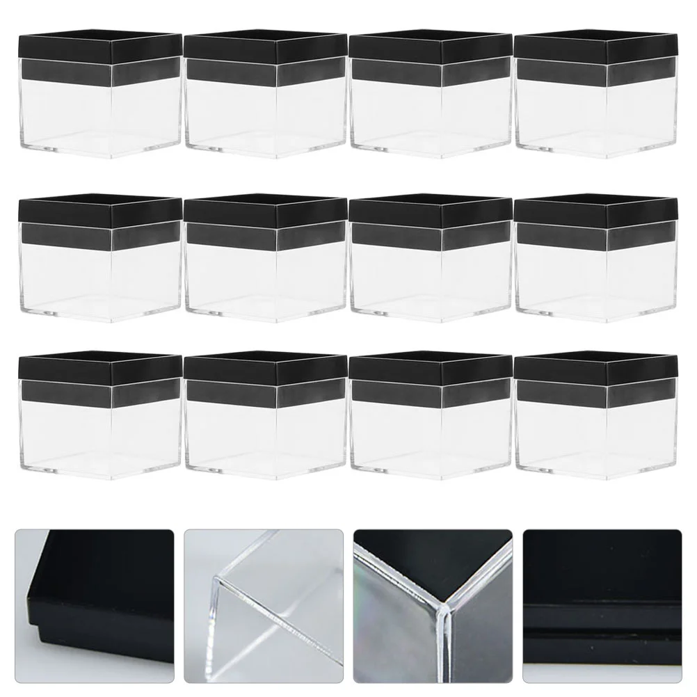 

12 Pcs Display Box Case Storage for Jewelry Mineral Terrarium Organizer Square Show Rack Transparent