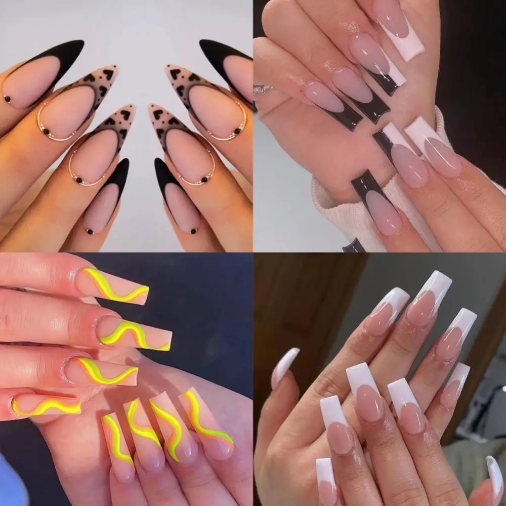 550pcs Gel Full Cover Nail Tips Non -engraved Grinding Reusable Short Coffin/Almond/Square American Capsule Nail Art Tools
