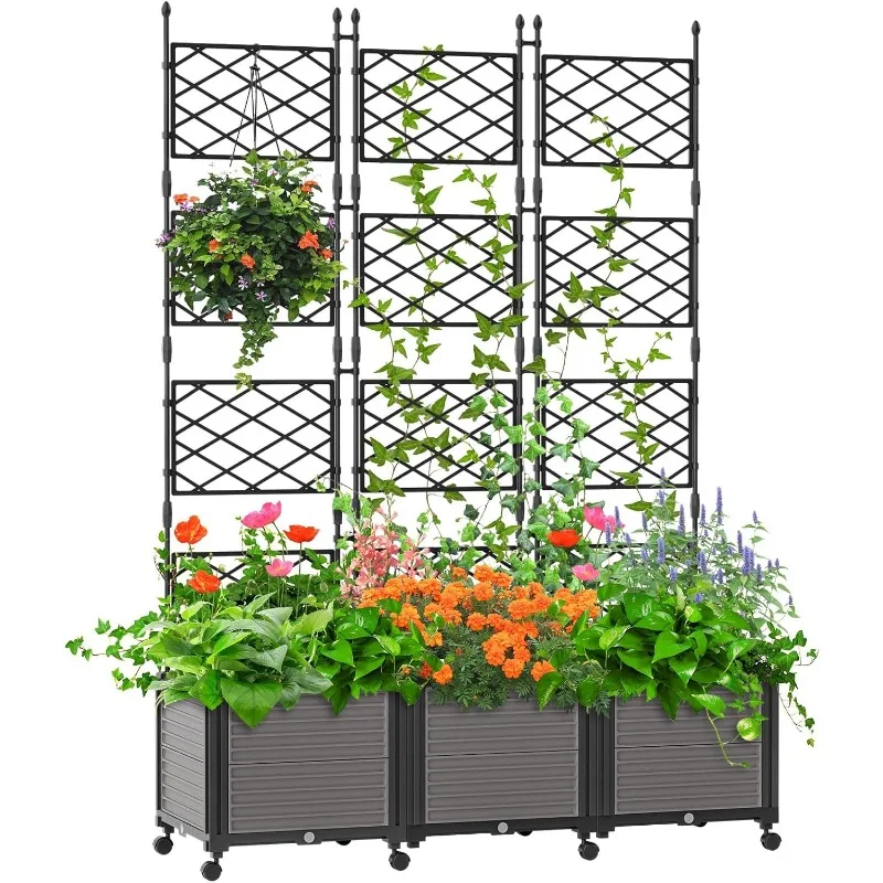 

Garden bed planting box with wheels, tomato cage planting box, used for climbing vegetable plants tomato cage