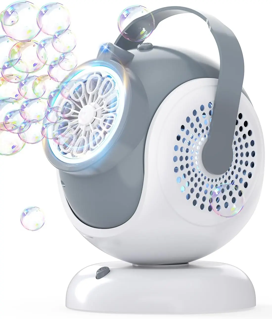 

Rechargeable Bubble Machine, 360° Auto Rotation, 75° Tilt, 10 Wands, Outdoor Toy for Kids, Parties