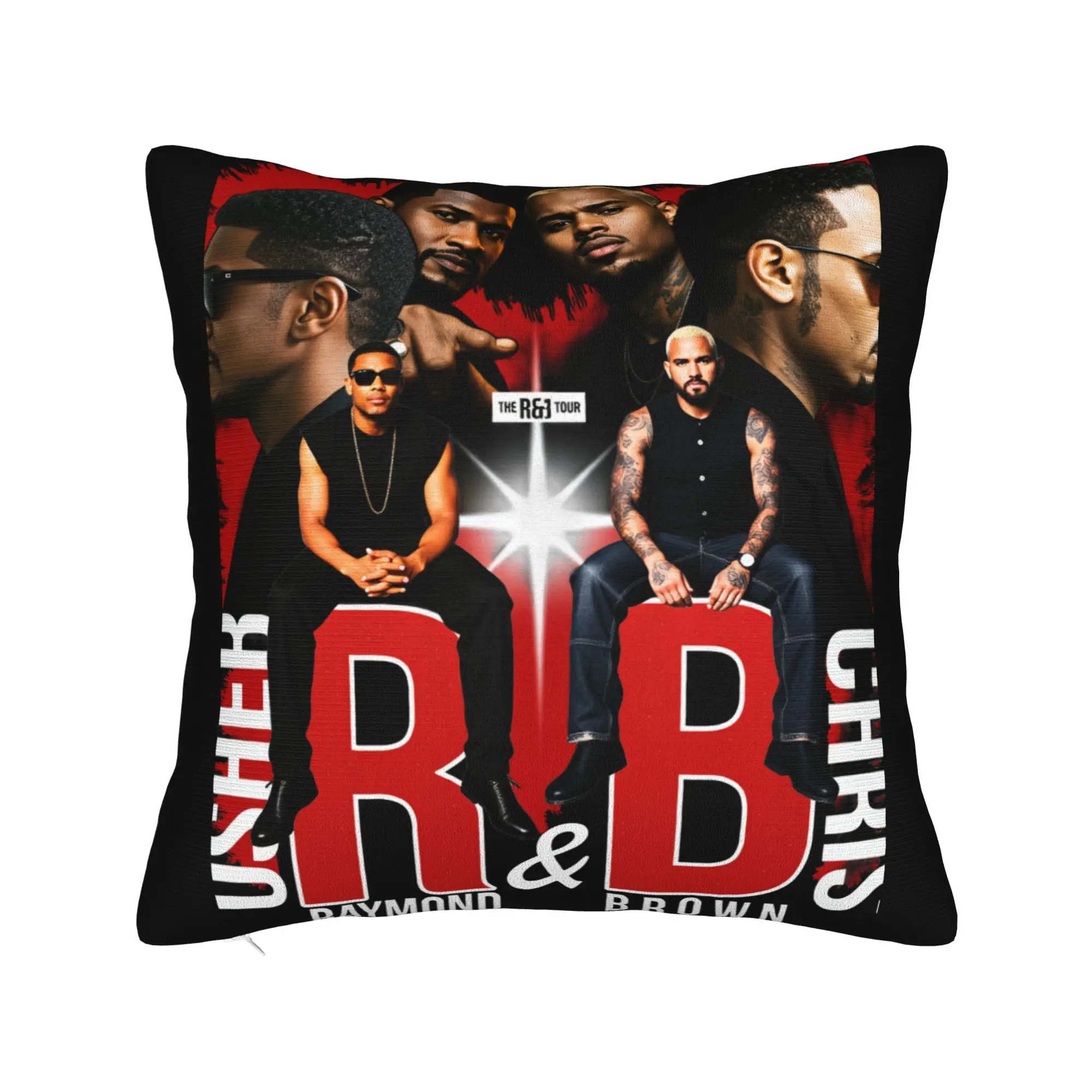 Chris Brown And Usher The Rb Tour Pillow Case Raymond And Brown Square Pillow For Office Car Home Decor Novelty Pillowcases