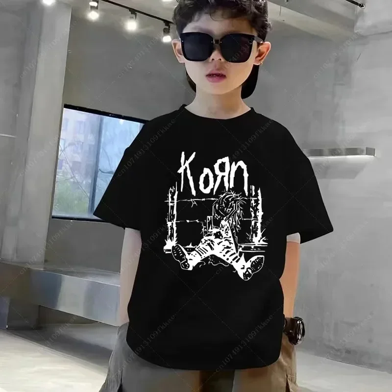 Korn Rock Band Music Album T Shirt Boy Girl Vintage Metal Gothic T-shirt Streetwear Summer Short Sleeve Cotton Teenager Tshirts