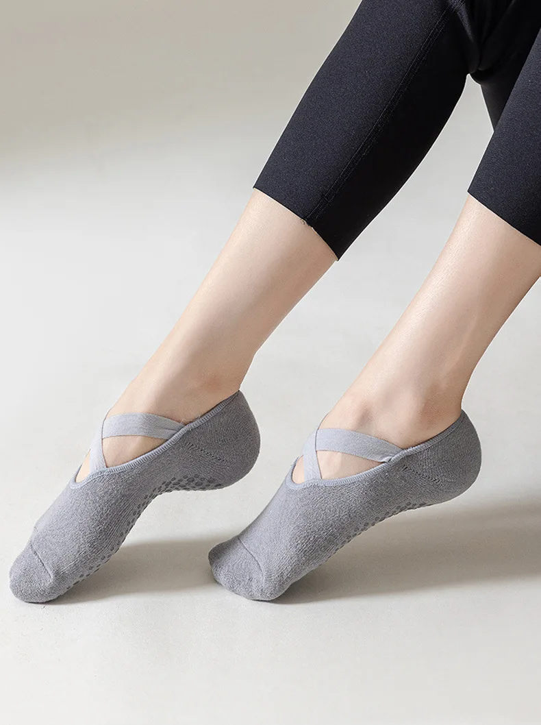 1–5 Paar rutschfeste Yoga-Socken für Damen, für Tanz, Pilates, Fitness, atmungsaktive No-Show-Socken aus Baumwolle mit Silikongriff für das Training im Innenbereich – Detail 6