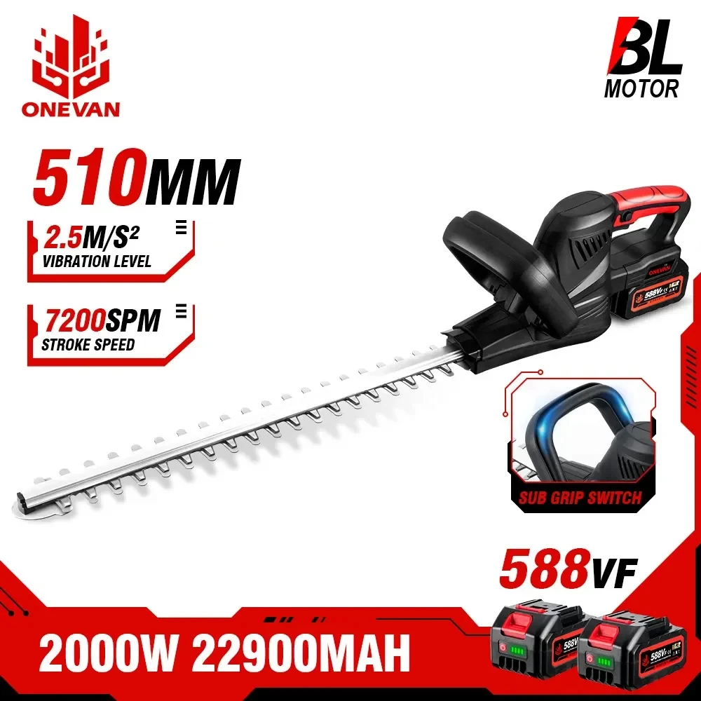 Oenvan-cordless Brushless Elétrica Hedge Trimmer Cortador de Grama Garden Tool Pruner Grama Makita 18v Bateria 2000w