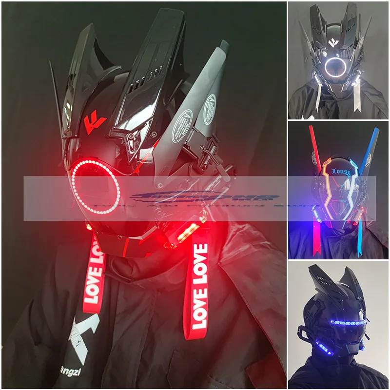 Round lamp wing braid triangle lamp makeup music festival LED luminous mask technology helmet