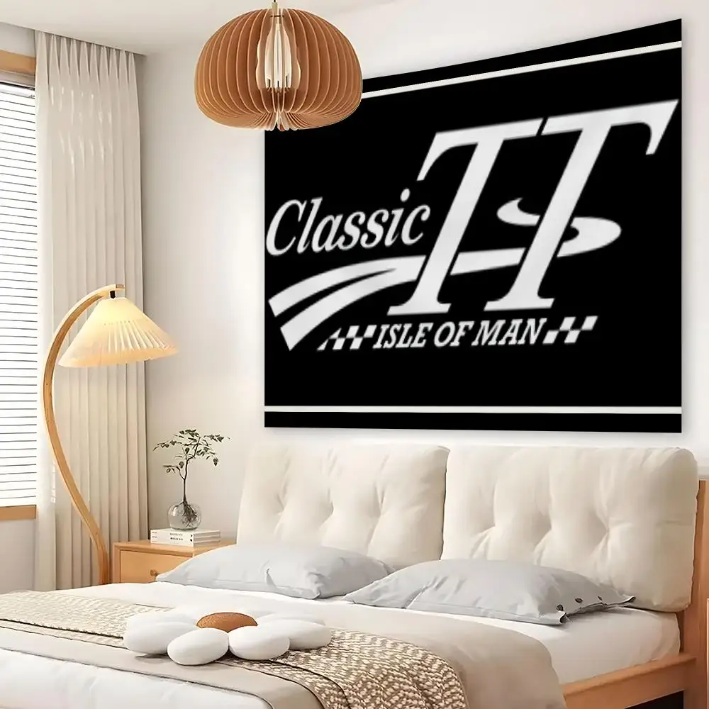 Isle Of Man T-TT Racing Tapestry Custom Living Bedroom Party Dormitory Interior Wall Bohemian Decoration Attached Clip