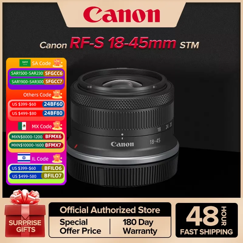 Объектив для цифровой фотокамеры Canon RF-S 18-45 мм, фотосессия, стандартный зум-объектив для RP R R7 R10 R50 R100 RF1845