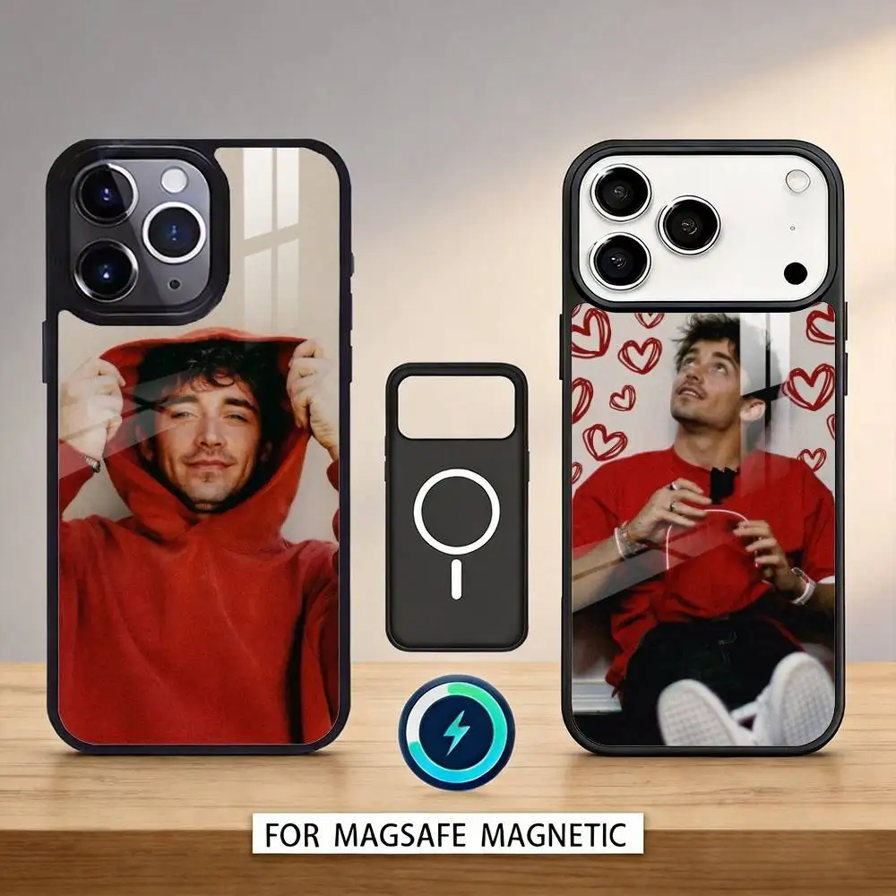 

C- Charles Leclerc 16 Lec Phone Case Magnetic For iPhone17 16 15 14 13 12 Pro Max For Magsafe Wireless Charging Cover