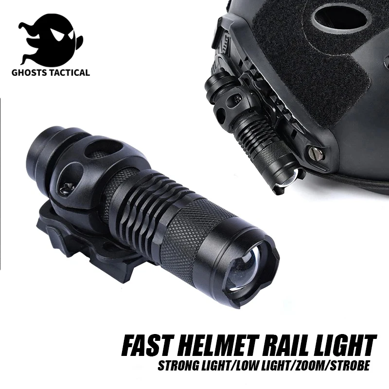 

Tactical Scout Flashlight Fast Helmet Light Mini White LED Lamp Strobe Constant Momentary Output Fit 20MM Rail WADSN