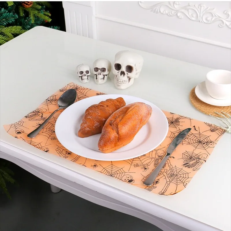 Halloween Table Decoration Mesh Roll Bat Spider Meal Mat Tablecloth Halloween Party Placemats for Table Flag Kitchen Accessories