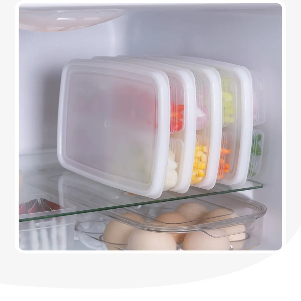 Crisper Food Preparation Storage Box Sub-Packed Meat Compartment Box Refrigerator Freezer Organizer Onion Ginger Fresh Storage