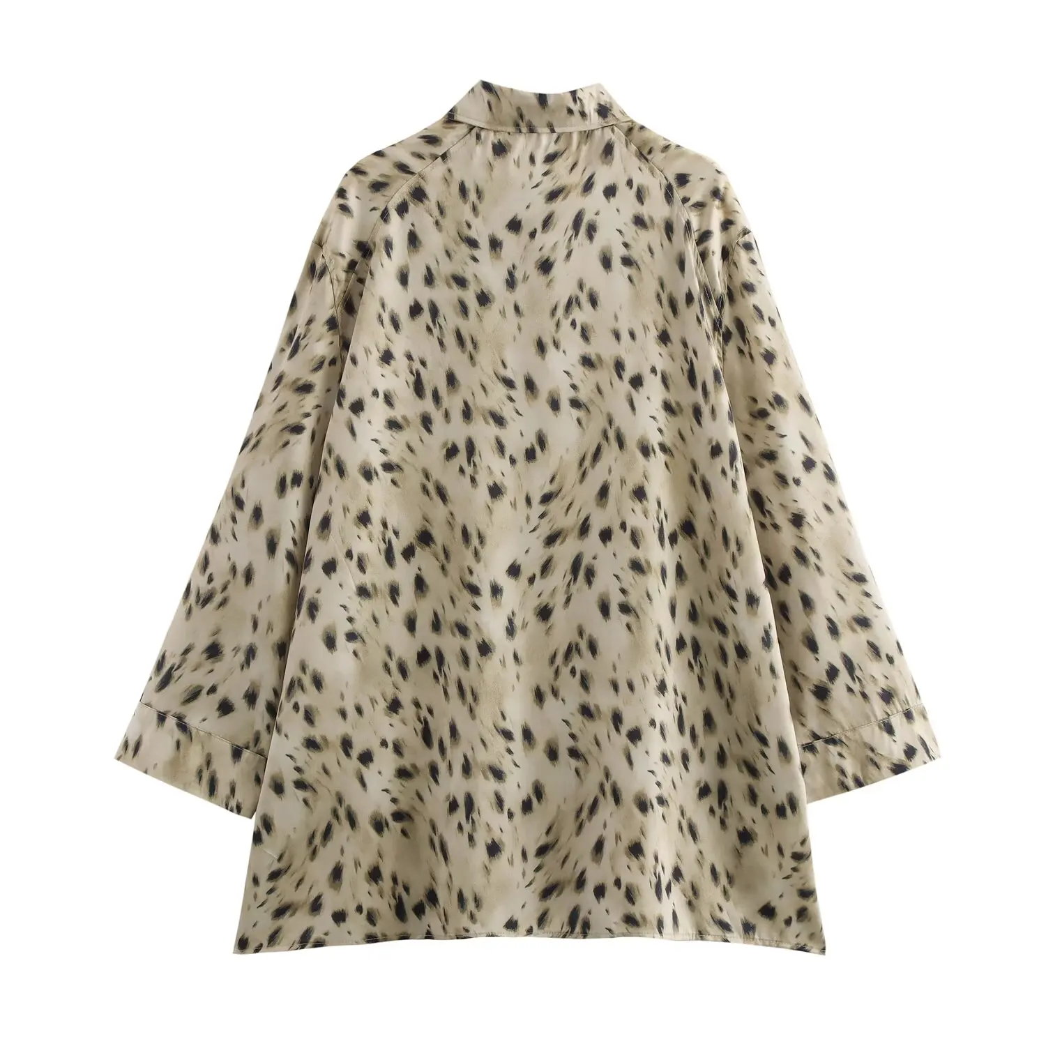 Tangada 2024 Women Leopard Loose Blouse Shirt Long Sleeve Chic Female Oversize Top QD0142
