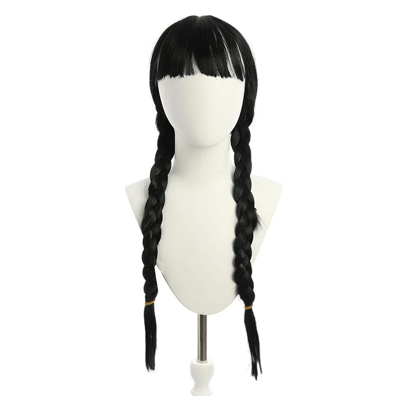 Wednesday Addam Cosplay Wig for Girls Accessories Wig Braid for Halloween Party Carnival Props Fancy Dress Up Accessory