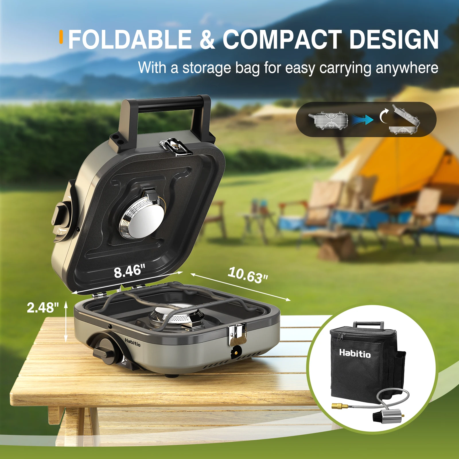 

Camping Gas Stove 2800W High Firepower Portable Cassette Furnace Outdoor Gas Burner Picnic Camp