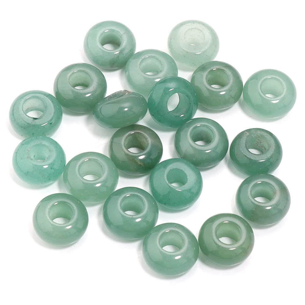 6 stks 14x8mm Natuursteen Kralen Amethist Tijgeroog Agaat Jade Abacus Vorm Big Hole Losse Kralen voor Sieraden Maken DIY Armbanden