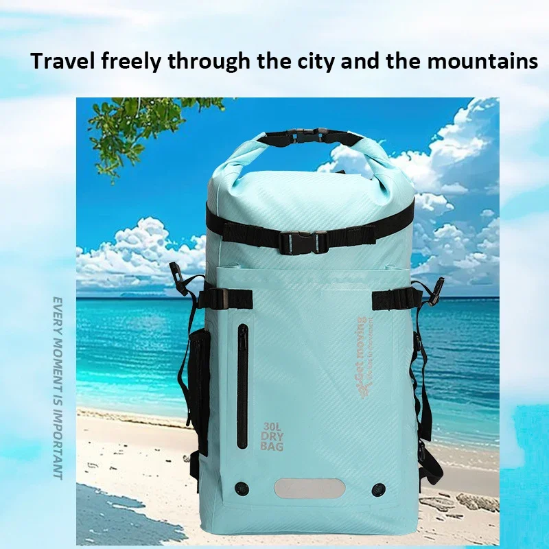 30L PVC Swimming Waterproof Dry Bag Double Straps Rafting Sports Kayaking Canoeing Swimming Bag Travel Kit Backpack Storage Bag