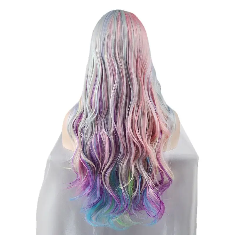 Pony Girl Princess Celestia Cosplay Costume Headwear Prop Wig Multi-color Medium Long Wavy Hair