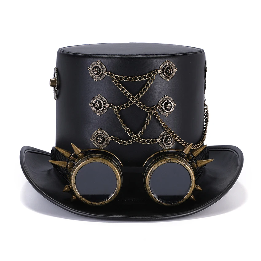 

Steampunk Hat Magic Cosplay Flat Formal Funny Party Medieval Vintage Retro Halloween Accessory Plague Doctor PU Leather Hat