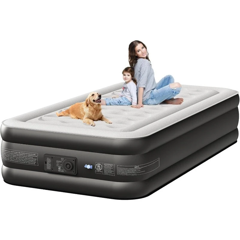 Air Mattress Twin with Built in Pump, Luxury Blow up Mattress, Colchones Inflables in 2 Mins Self-Inflation/Deflation,