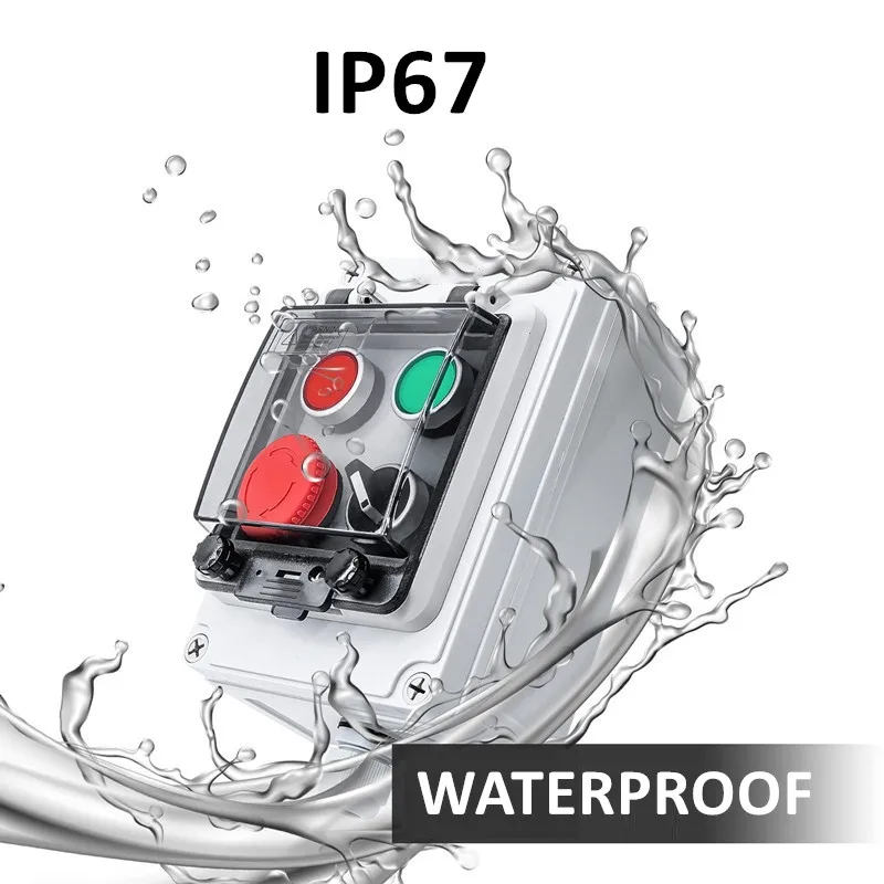 130x80x70mm AG Series Electrical Junction Box With One Drill hole Protective Window Cover Button Switch Support Customization