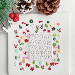 25pcs Mini Christmas Polymer Clay Mold 8/9mm Polymer Clay Cutter DIY Holiday Party Earrings Pendant Crafting Tools