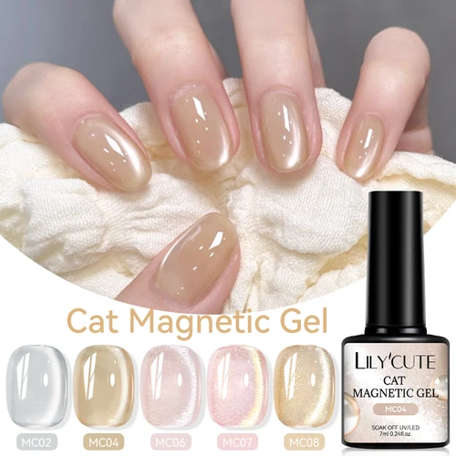 Imagen 2 del producto LILYCUTE 7ml vidrio blanco gato magnético esmalte de uñas en Gel brillo rosa remojo colorido gelatina UV LED Gel barniz para decoración de uñas