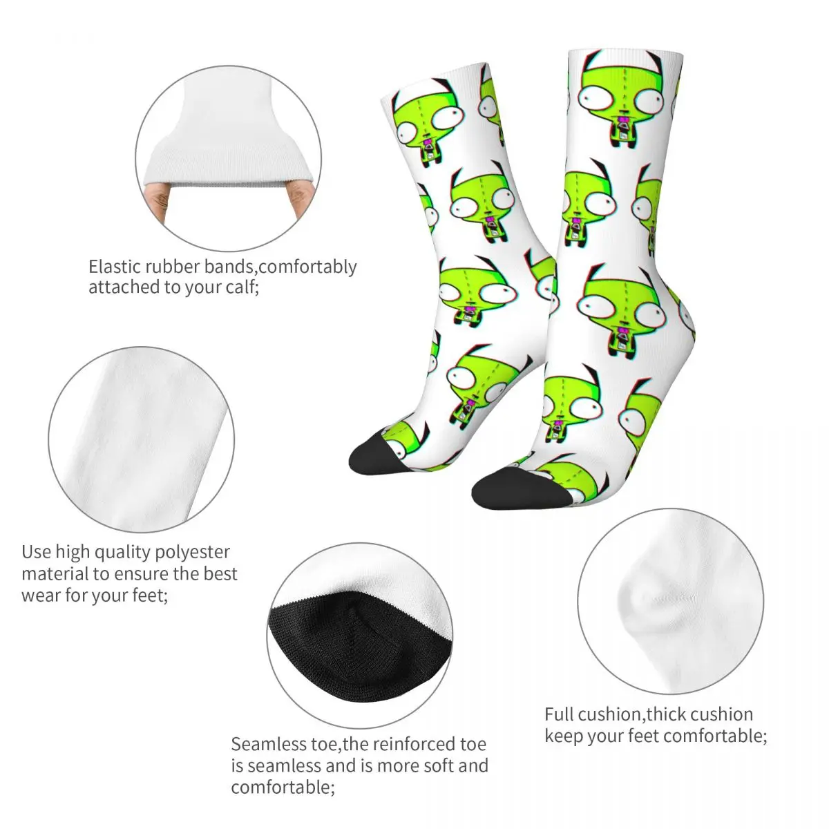 Happy Funny Men's Socks Casual Glitch'd Gir Invader Zim Sock Sport Women's Sock Spring Summer Autumn Winter