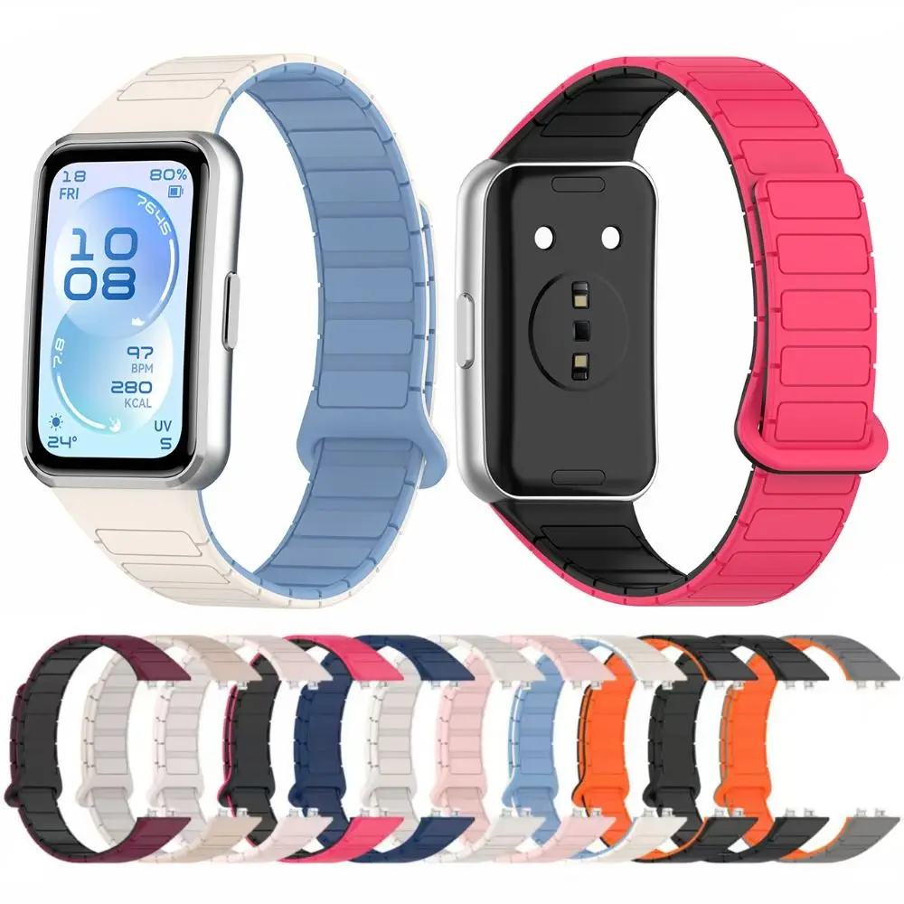 Magnetic Silicone Strap Replacement Comfortable Wristband Colorful Watchband for Huawei Band 11/11 Pro Smart Watch Accessories