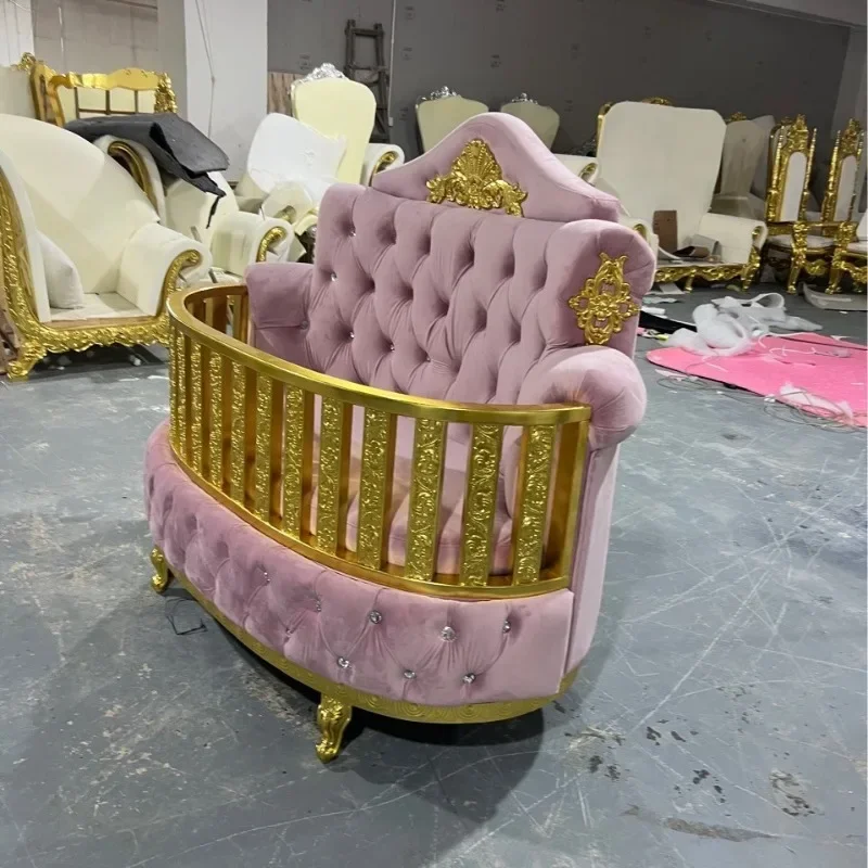 Children's bed, solid wood princess bed, European bed, pink girl bedroom