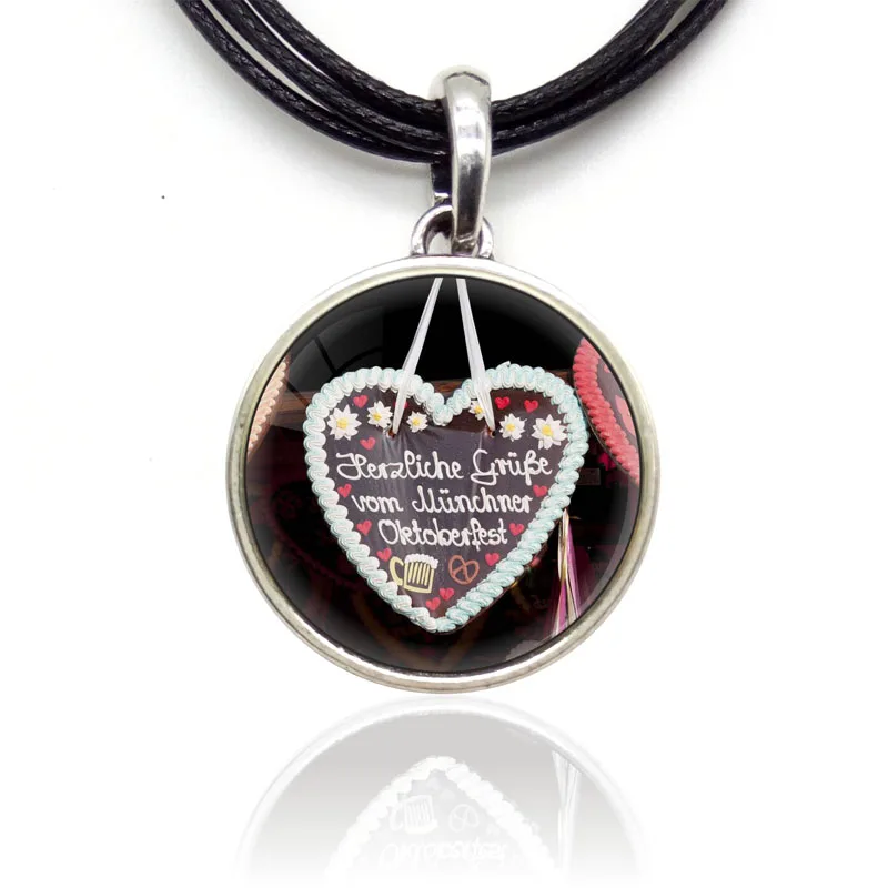 Germany Oktoberfest Fashion Pendants Necklaces Edelweiss Love Enamel Rope Choker Women Punk Style Trendy Party Gifts Jewelry