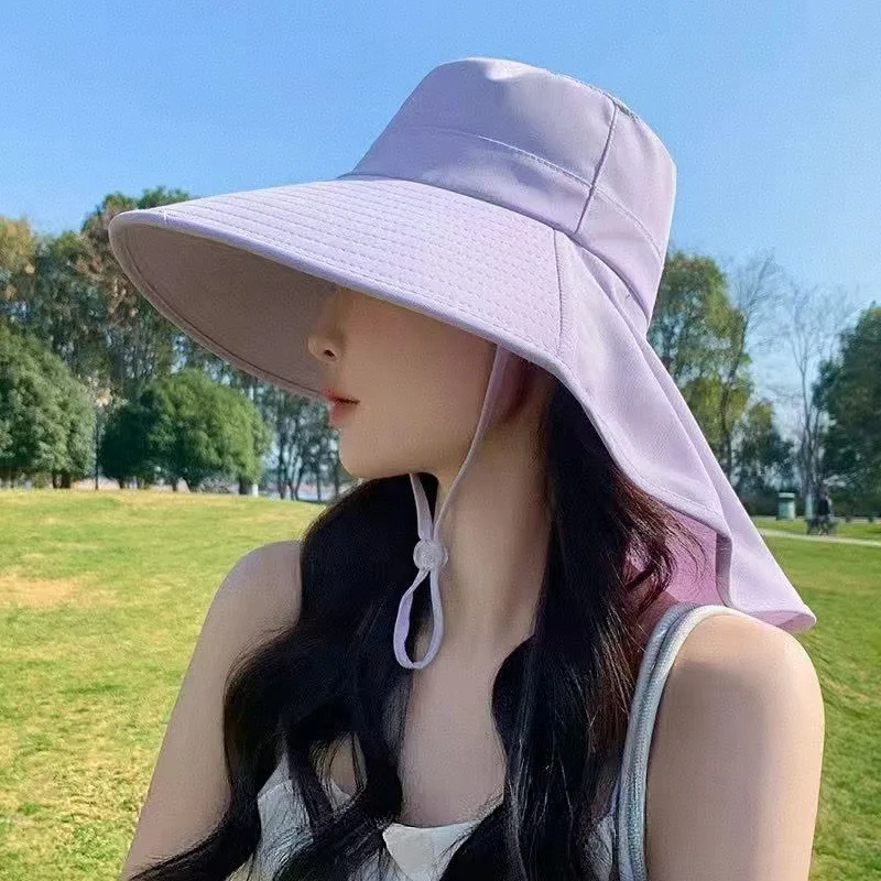 Wide Brim Sun Hat Women Anti-UV Protection Outdoor Hiking Fisherman Cap Fold Summer Beach Hat Neck Protection Sun Visors - view 4