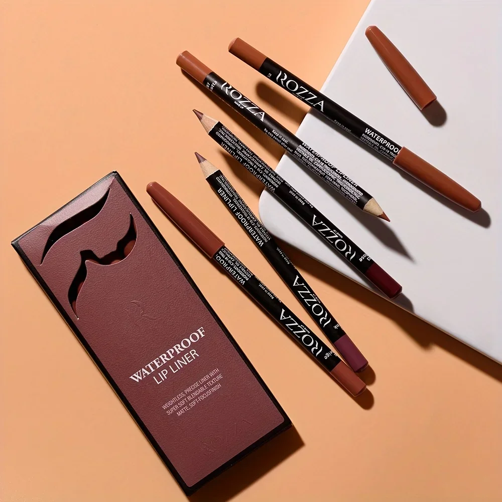 ชุดแต่งหน้าลิปไลเนอร์สีนู้ด 6 ชิ้น - เอฟเฟกต์เนื้อแมตต์กันน้ําเป็นธรรมชาติและติดทนนาน ติดทนนานและทนทาน