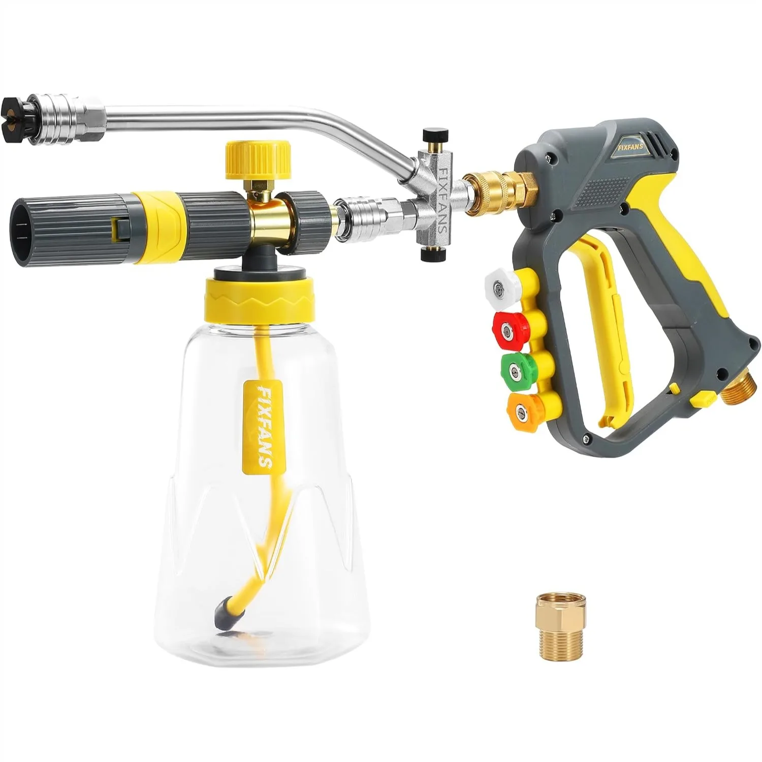

Foam Cannon Gun Dual Connector Accessory For Pressure Washer Soap Cannon With Short Gun 1/4 Quick Connect 5 Nozzle Tips Car Wash Foam Gun Kit