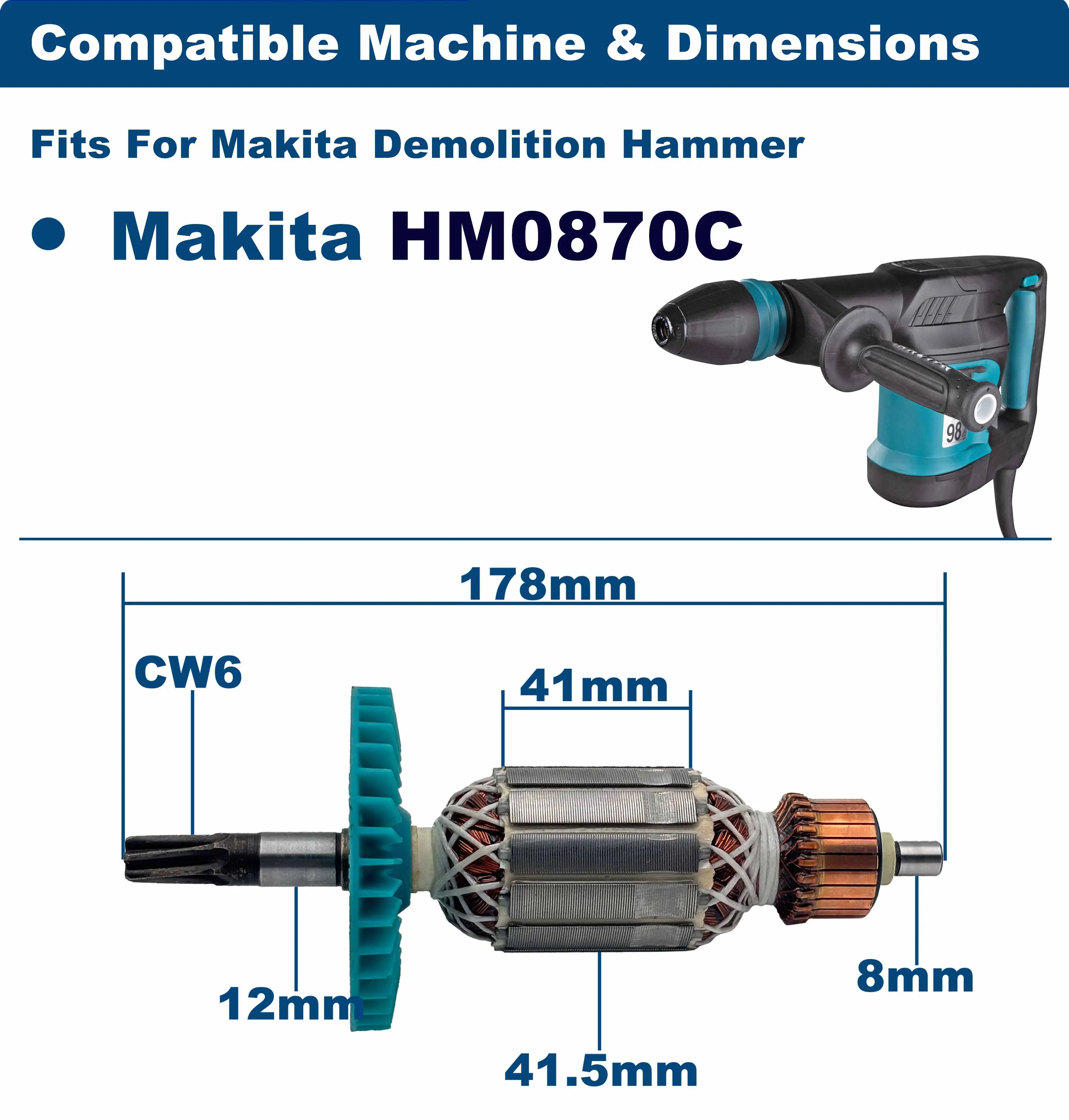 AC220V-240V HM0870C Rotor Anker Motor Ersatzteil Für MAKITA Schlaghammer – Detail 2