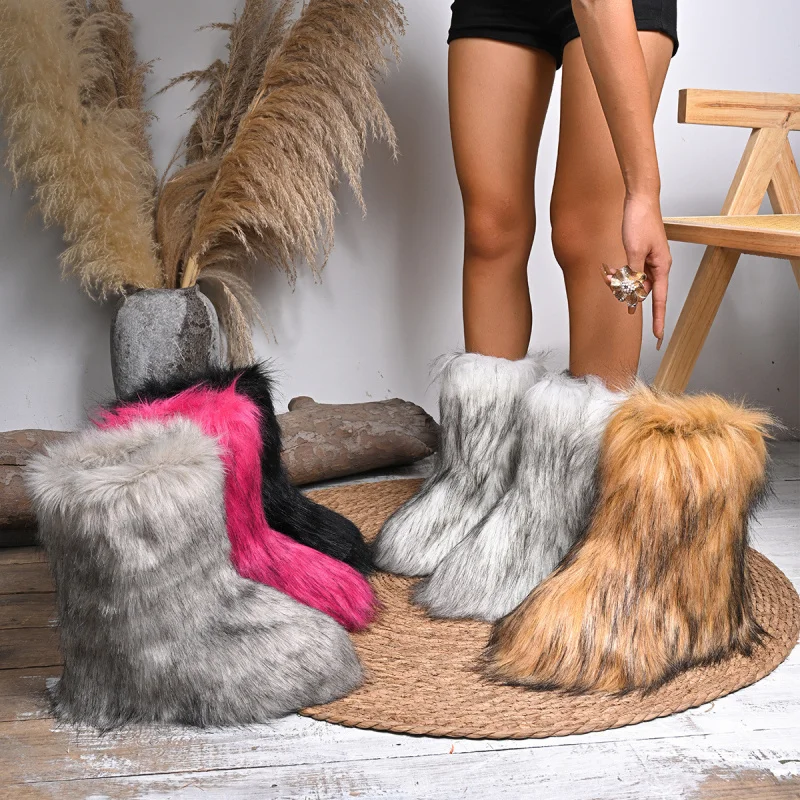 

2025New Winter Style Thickened Fleece Warm Round Toe European and American Fashion Versatile Snow Boots for Women
