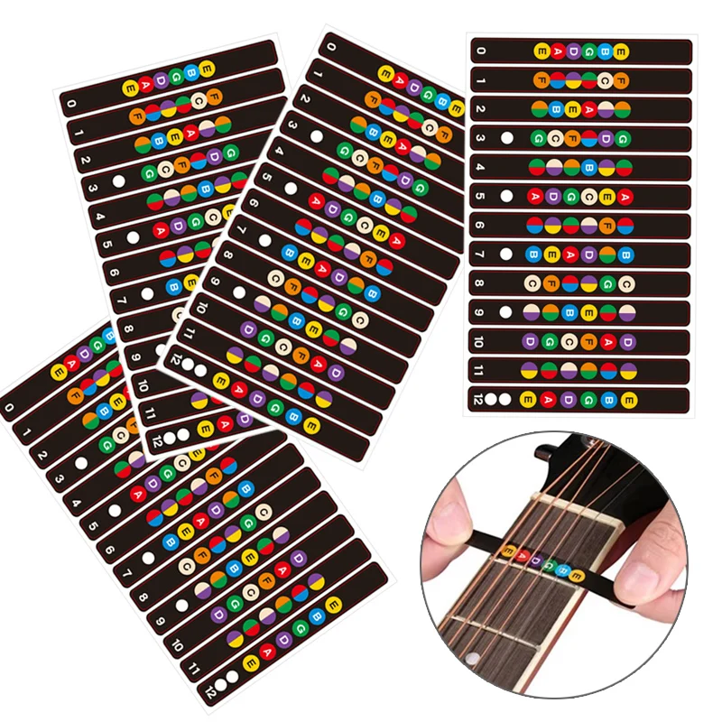 Gitarren-Bundsticker mit farbiger Notenkarte, 1 bis 6 Stück, Musik-Lehrmittel, Gitarren-Übungswerkzeuge für Erwachsene Lernende TMZ