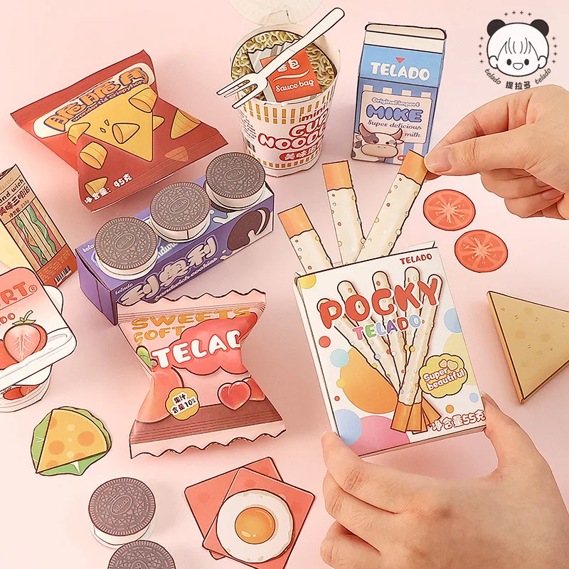 Amantes de tarjetas, 19 Uds., [Serie de tienda de conveniencia], libro de pegatinas de estilo Simple, papel de escritura, diseño de galletas de leche, diario, papelería