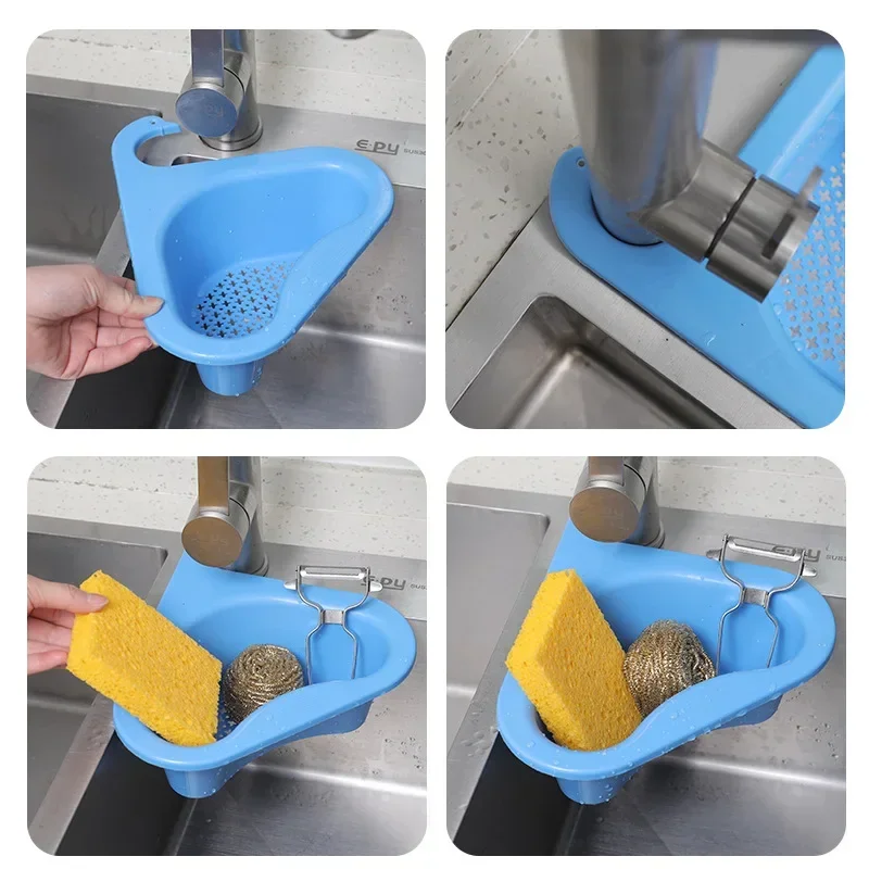 Kitchen Sink Strainer Leftover Drain Basket Soup Garbage Filter Multifunctional Hanging Drainer Rack Fruit Vegetable Drainer