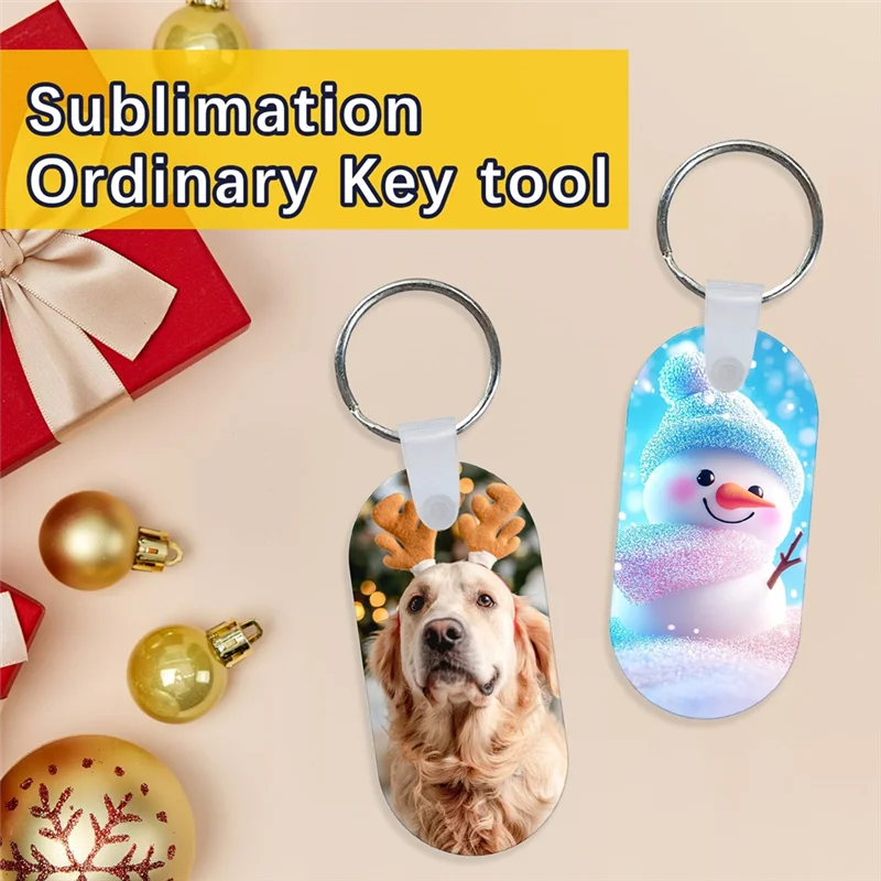 GOOD-40 세트 금속 승화 키 체인 공백 대량, 양면 승화 공백 키 체인 열전달 키 체인 공백