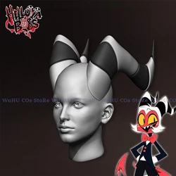 Anime Helluva Cosplay Boss Moxxie Cosplay Moxxie Horns Bilitzo Prop Balck White Bend Horns Women Men Halloween Cosplay Prop