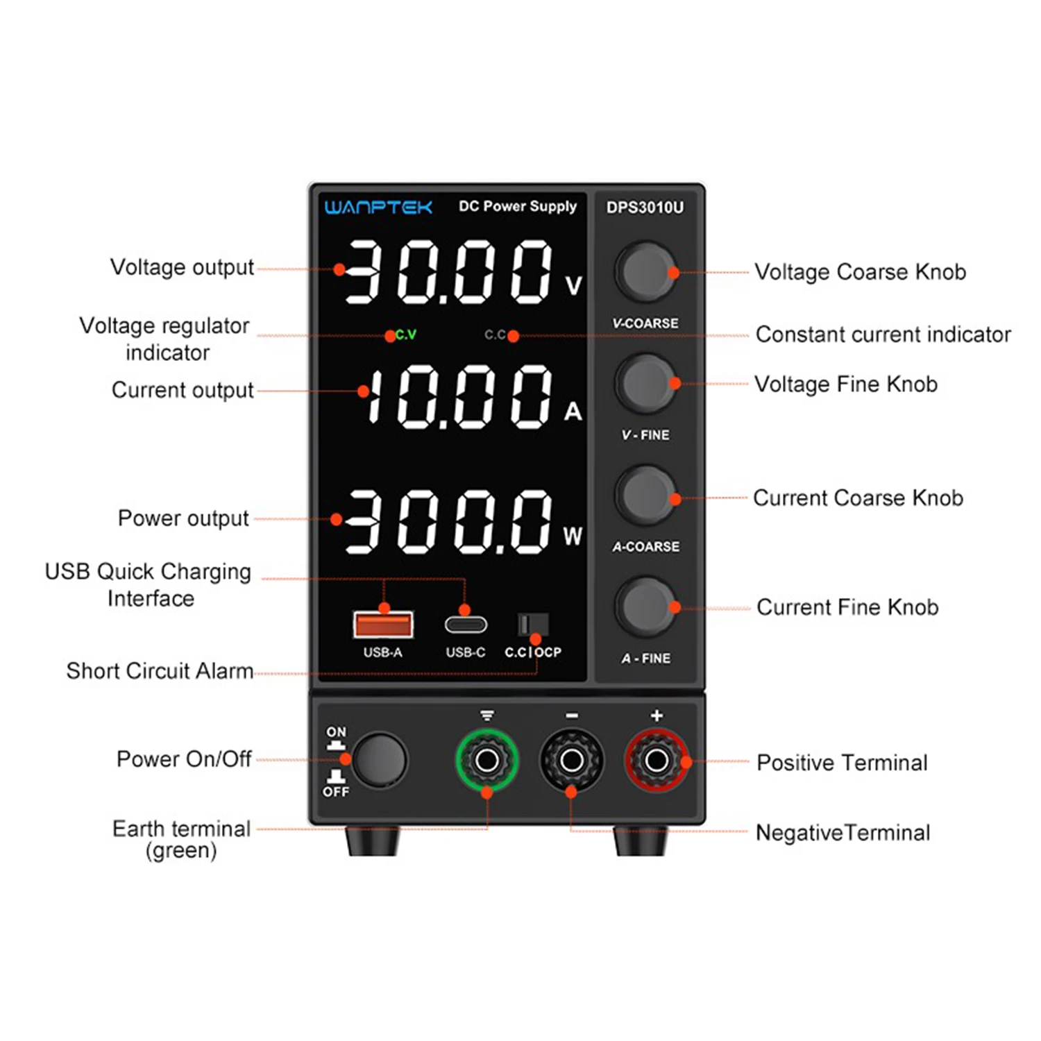 0-30V 0-10A 300W Switching  Power Supply 4 Digits Display LED Adjustable Mini Power Supply Regulated Power Supply Power Supply