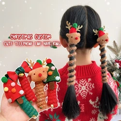 2PCS Christmas Headwear for Girl Cartoon Elk Deer Tree Kid Hair Ropes Cute Party Headband Children Hair Accessory New Year Gift