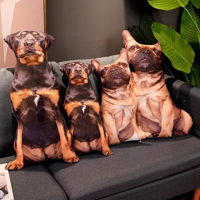 Heißer Großhandel 3d Simulation Hund Shiba Inu Bulldogge Labrador Corgi Nette Kissen Sofa Bett Auto Kissen Hause Dekoration Liebhaber Geschenk